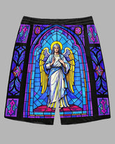 Men's Big Size Retro Savior Mural Printed Outdoor Casual Shorts